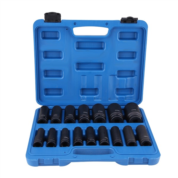 16Pcs 1/2" Inch Drive Air Hex Bit Socket Set Repair Tool Kit 10MM-32MM New