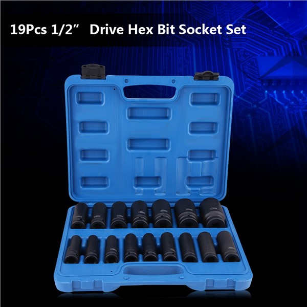 16Pcs 1/2" Inch Drive Air Hex Bit Socket Set Repair Tool Kit 10MM-32MM New