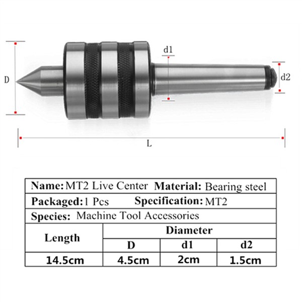 Portable Mt2 Precision Live Revolving Center Medium Lathe Machine Tool Accessory Taper Bearing for Lathe Turning Tool