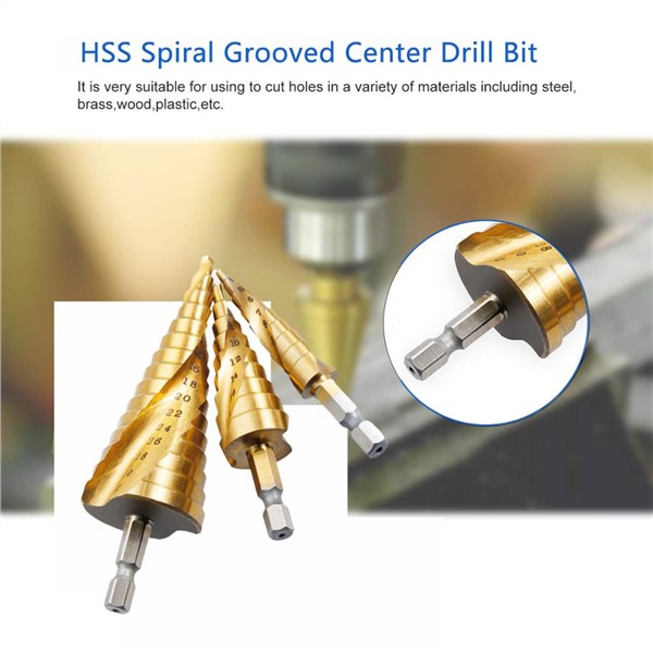 Vastar 1 Pcs 4-12/20/32mm HSS Spiral Grooved Center Drill Bit Solid Carbide Mini Drill Accessories Titanium Step Cone Drill Bit