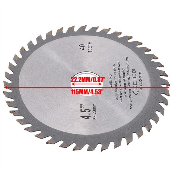 1Pc Alloy Mill Chain Wheel Circular Saw Blade 40 Teeth 4.5 Inch 115mm for Angle Grinder Wood Carving Cutting Disc Power Tools