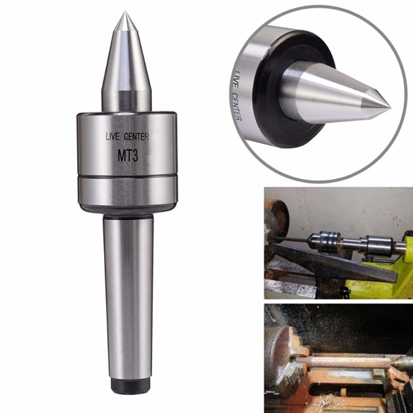 1Pc Durable Mt3 Taper Lathe Live Center Morse Taper Bearing Long Nose Turning Revolving Center for Power Tool 0.000197Inch Wood
