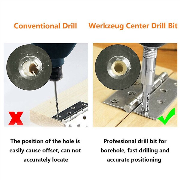 7+1Pcs Center Drill Bit Doors Self-Centering Hinge Tapper Core Drill Bit Set Hole Puncher Woodworking Tools