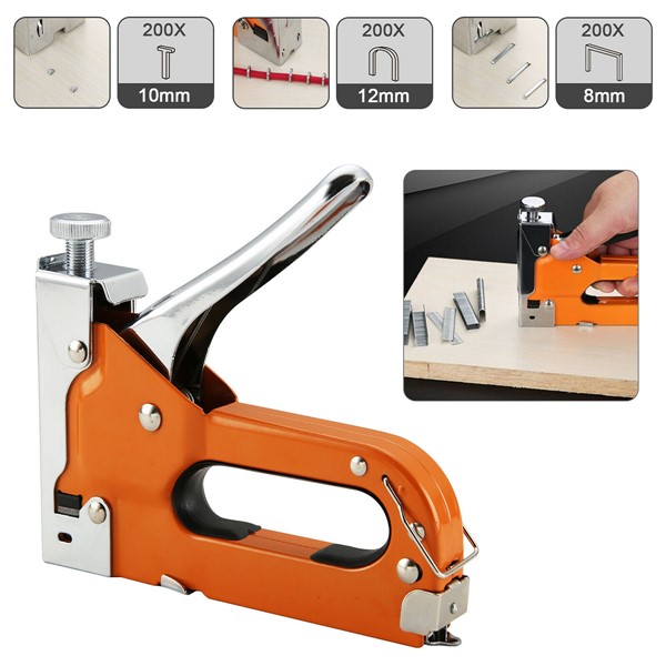 3-in-1 Heavy Duty Manual Staple Gun Stapler Tacker with 600 Staple Tacker Hand Operated Steel Stapler Brad Nail