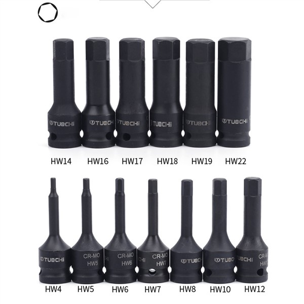 1/2" Dr Hex Driver Impact Bit Socket Set CR-MO Screwdriver Bits Set H4-H22 Adapter Head for Torque Spanner Ratchet Socket Wrench