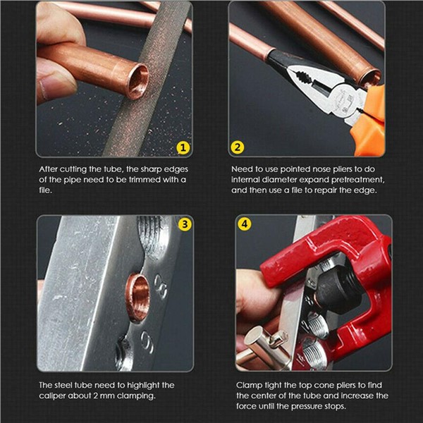 MeterMall 6 Dies Tubing Pipe Flaring Tools Set Kits Woodworking Metal Extension Tools Air Brake Line Flaring Tubes