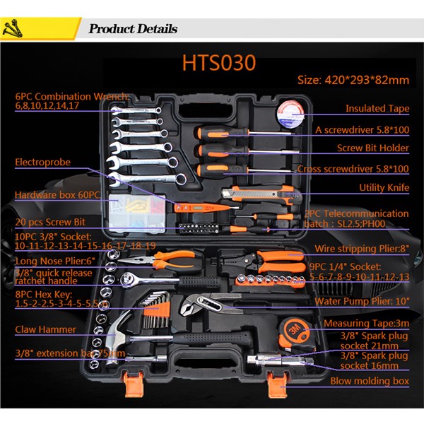 72 Pcs Hand Tools Set Car Auto Repair Tools Kit Tool Case Socket Spark Plug Socket Quick Release Ratchet Handle HTS030