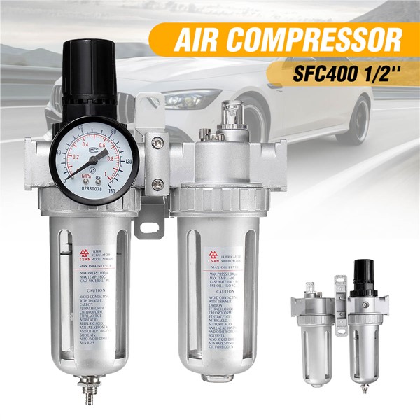 SFC400 1/2 Air Compressor Moisture Water Oil Lubricator Trap Filter Regulator Air Regulator with Connection Pneumatic Parts