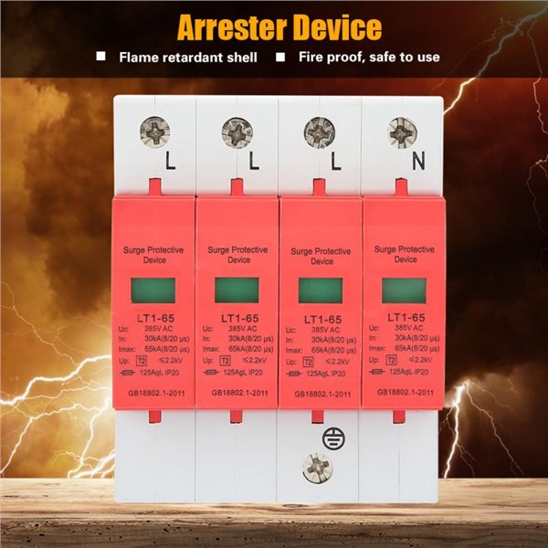 4P 30kA-65kA 385V/3P 10kA-20kA 420V AC House Surge Protective Low-Voltage Arrester Device Tools