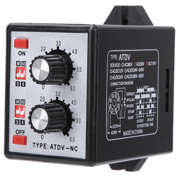 220V 5A on off Twin Timer Relay Knob Control Time Relay Switch 6S-60M ATDV-NC