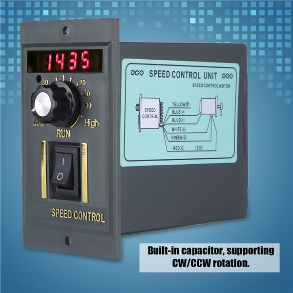 400W AC 220V 50Hz Motor Speed Controller Digital Adjustable Stepless PLC Motor Speed Controller 0-1450rpm Speed Regulator