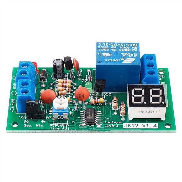 JK12-A 12V Time Adjustable Relay Module with LED Digital Tube Display Countdown Single Chip Relay