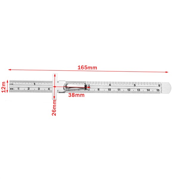 6" 0-150mm Stainless Steel Standard Rule Scale Depth Length Gauge Marking Measuring Tool With Detachable Clip Easy to Use/Carry