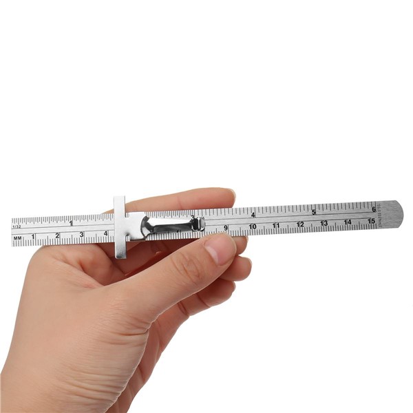 6" 0-150mm Stainless Steel Standard Rule Scale Depth Length Gauge Marking Measuring Tool With Detachable Clip Easy to Use/Carry