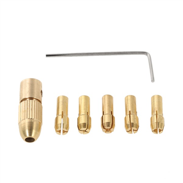 6pcs/set 1.0-3.0mm Electric Drill Bit Collet with Allen Wrench Pocket Size Electric Grinder Round Shank Micro Twist Drill Chuck
