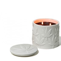 Ceramic Candle jars with Leaves embossment, candle containers