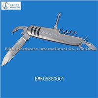 5 in 1 stainless steel pocket knife with laser logo ,two sizes available(EMK05SS0001)