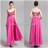 Elegant Chiffon Hot Pink Wedding Evening Prom Gown Cap Women Dresses