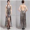 Sexy Halter Sequins Deep Back Evening Prom Gown Party Women Dresses