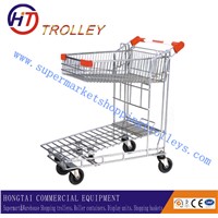 Powder Coated 2 Tier Supermarket Hand Trolley Cargo Trolley