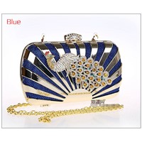 square peacock diamond iron handbag. quality beautiful bridal wedding wallet purse bag