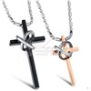 Stainless Steel Cross Dual Ring lovers Necklace EFSN724