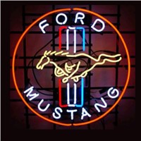 New T64 FORD MUSTANG handicrafted real glass tube neon light beer lager bar pub club sign.