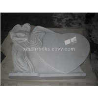 White marble headstone, White marble angel headstone