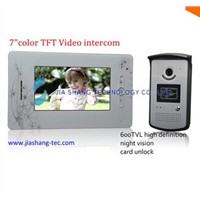 7 inch TFT colo video door phone intercom ,HD caemra,card unlock