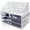 Acrylic Jewelry & Cosmetic Storage Display Boxes Two Pieces Set.