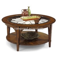 Wooden/Veneer/Glass/Metal Round Cocktail Table