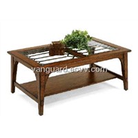 Wooden/Veneer/Glass/Metal Rectangle Cocktail Table