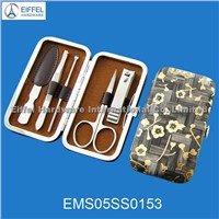 Stainless steel manicure tools in cases with different patterns(EMS05SS0153)