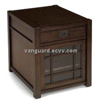 Wooden/Veneer/Glass Door Rectangle End Table
