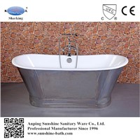 cUPC  Vintage Freestanding Cast Iron Bathtub with Stainless Steel Skirt