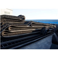 Inclined corrugated sidewall conveyor belt