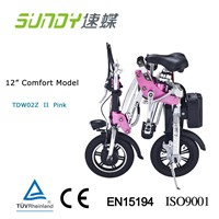 12-Inch Li-ion Battery Mini Folding Electric Bicycle-pink