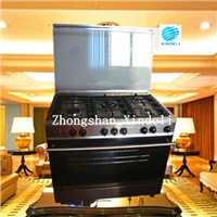 Stainless steel gas oven with black glass