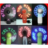 Electronic LED Flashing Mini Fan with Words and Pattern Showing, Good Idea for Promotion Gifts