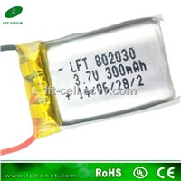 lipo battery 802030 3.7v with 300mah rechargeable lipo battery for toy Quadcopter Helicopter