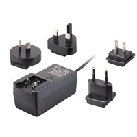 Universal 18W/24V/0.63A Interchangeable Plugin AC/DC Travel Adapter, USA/EU/AU/UK Plugs