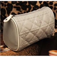 Leather Cosmetic Embroidery Round Pouch