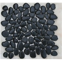 black pebble tiles , pebble mosaic