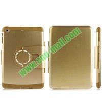 360 Degree Rotatable Rubber Coated Hybrid TPU+PC Case for iPad Air (Gold)