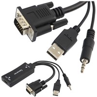 VGA Male to HDMI Female with 3.5mm Audio USB Plug Cable Converter Adapter