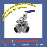 3-Way Ball Valve Reduce Port 1000WOG ISO Mounting Pad Top Flange