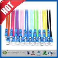 C&amp;amp;T Wholesale accessories Smile Face SYNC Flat Cord Charger led light cable micro usb