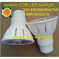 New design energy saving COB LED 3w/4w/5w/6w/7w spotlight,COB LED GU10/MR16 spot light,ceramic body