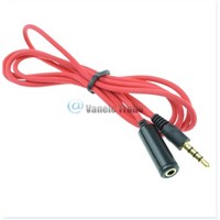 Red 3.5mm 4 Pole Male to Female headphone earphone Extension Cable Audio Adapter