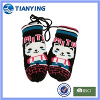 Tianying kid jacquard mitten cartoon knitted gloves